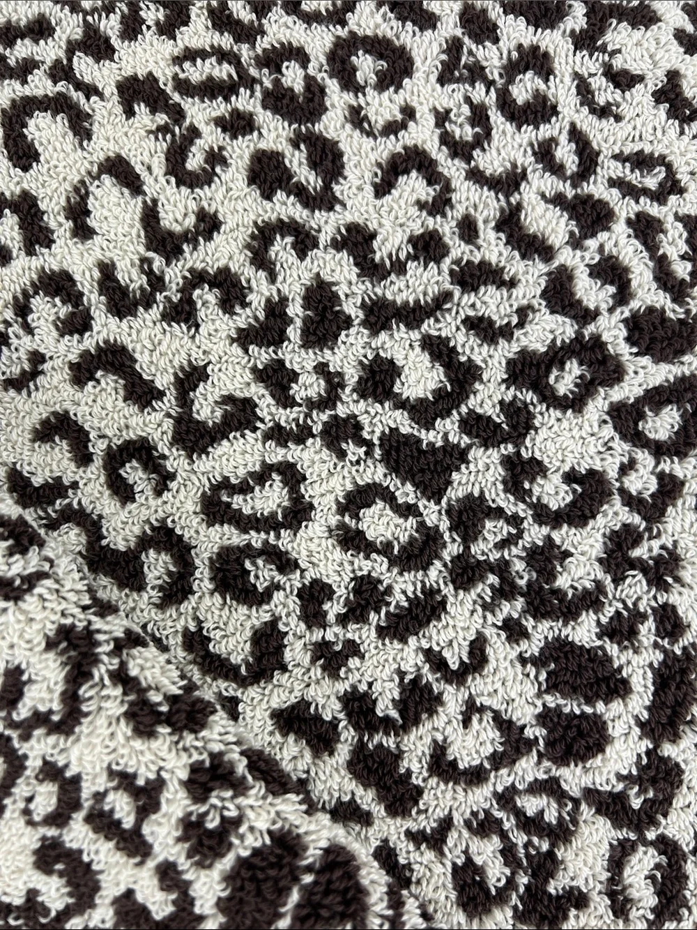 Rachel Zoe Bath Towels Leopard Print Dark Brown and Cream 100% Cotton 8 Pc NEW